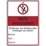 thumbnail of Wartungsanhänger, Nicht einschalten!, 148 x 105 mm, Kunststoff - 105x148x1.5 mm Kunststoff