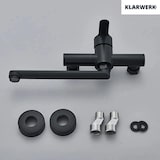 thumbnail of MAX | Gastronomie Mischbatterie Wandmontage Armatur Schwarz | Profi Küchenarmatur Edelstahl lang und flach |Wasserhahn Restaurant Wand gerader Auslauf