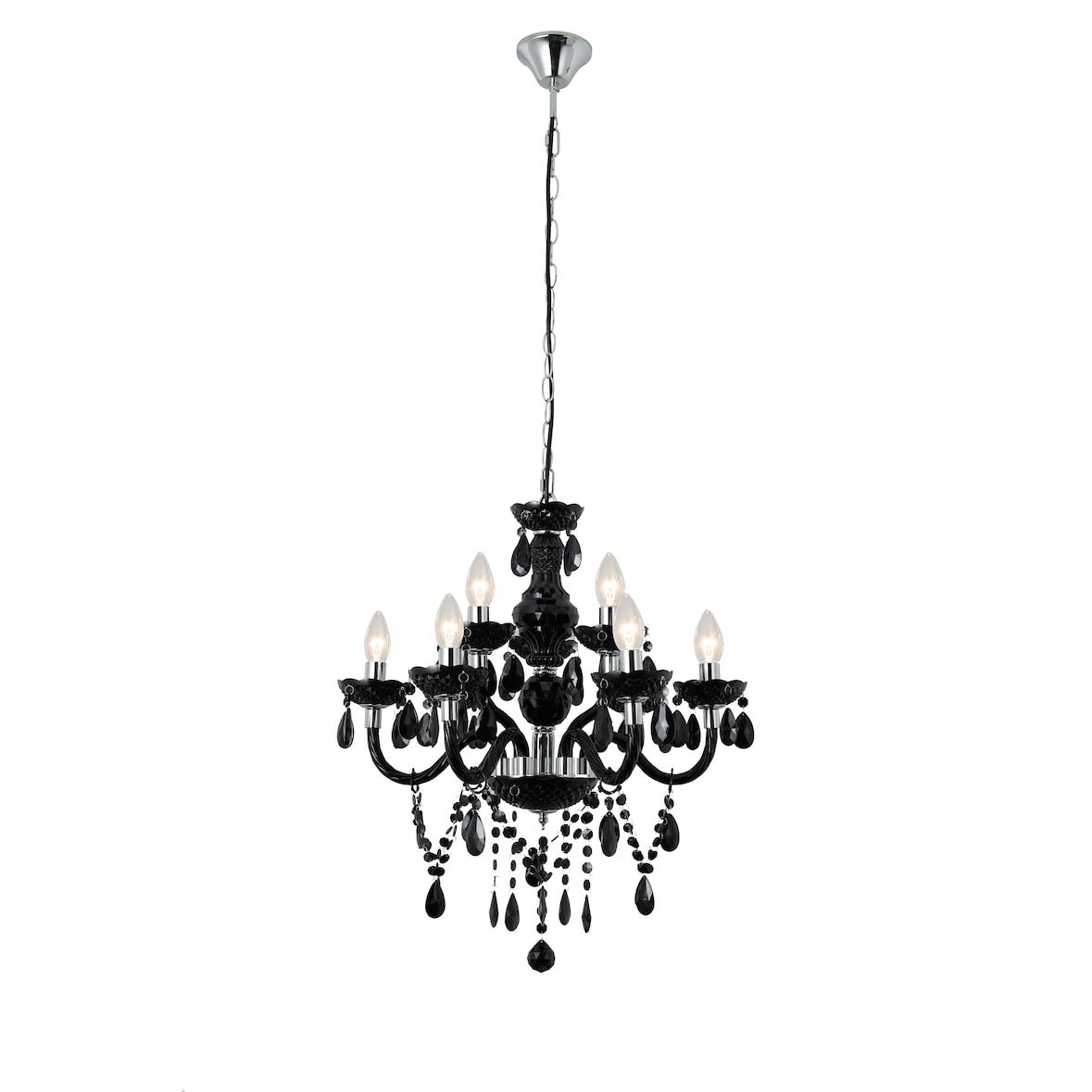 SalesFever araña 120 cm | 9 luces | metal con cristal acrílico | An 53 x Pr 63 x Al 120 cm | negro