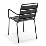 thumbnail of Set van 60 cm terrazzo tafel en 4 grijze metalen stoelen