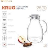 thumbnail of Wilmax Borosilikat Glas Krug mit Edelstahl-Deckel, 2500ml