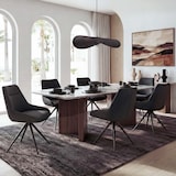 thumbnail of Conjunto de 6 cadeiras de sala de jantar HWC-M65, cadeira de cozinha cadeira de braços, giratória posição automática metal tecido/têxtil ~ antracite