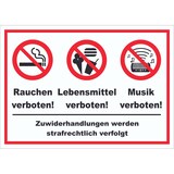 thumbnail of Schild Essen Trinken Musik Rauchen verboten A2 (420x594mm)