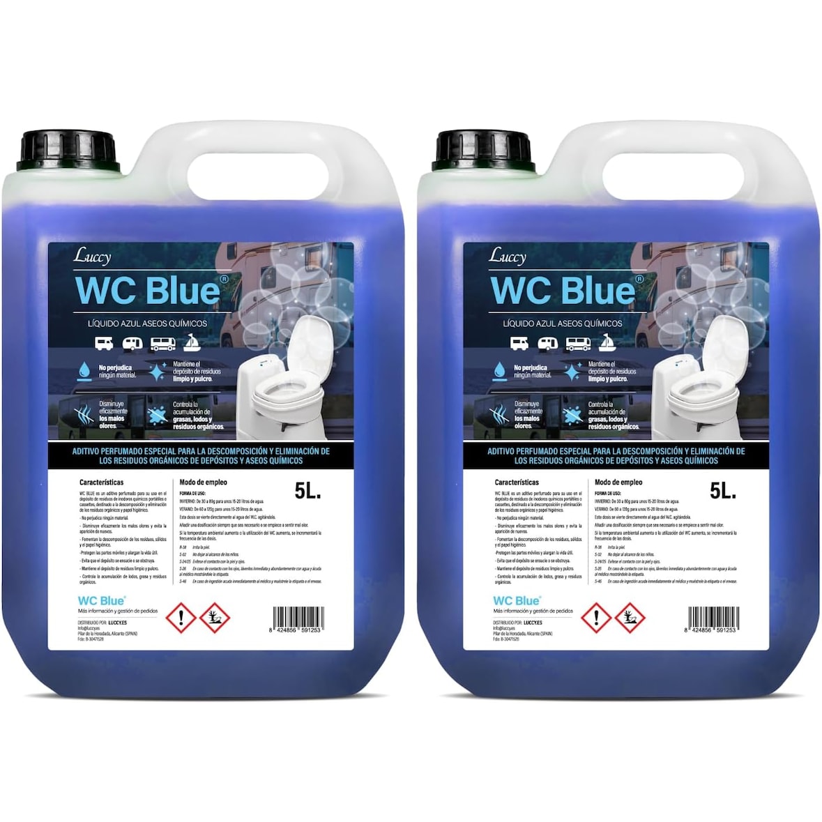 Luccy WC Blue 10 Litros - Aditivo de Água Preta - Líquido Sanitário WC Tanque de Resíduos Químicos