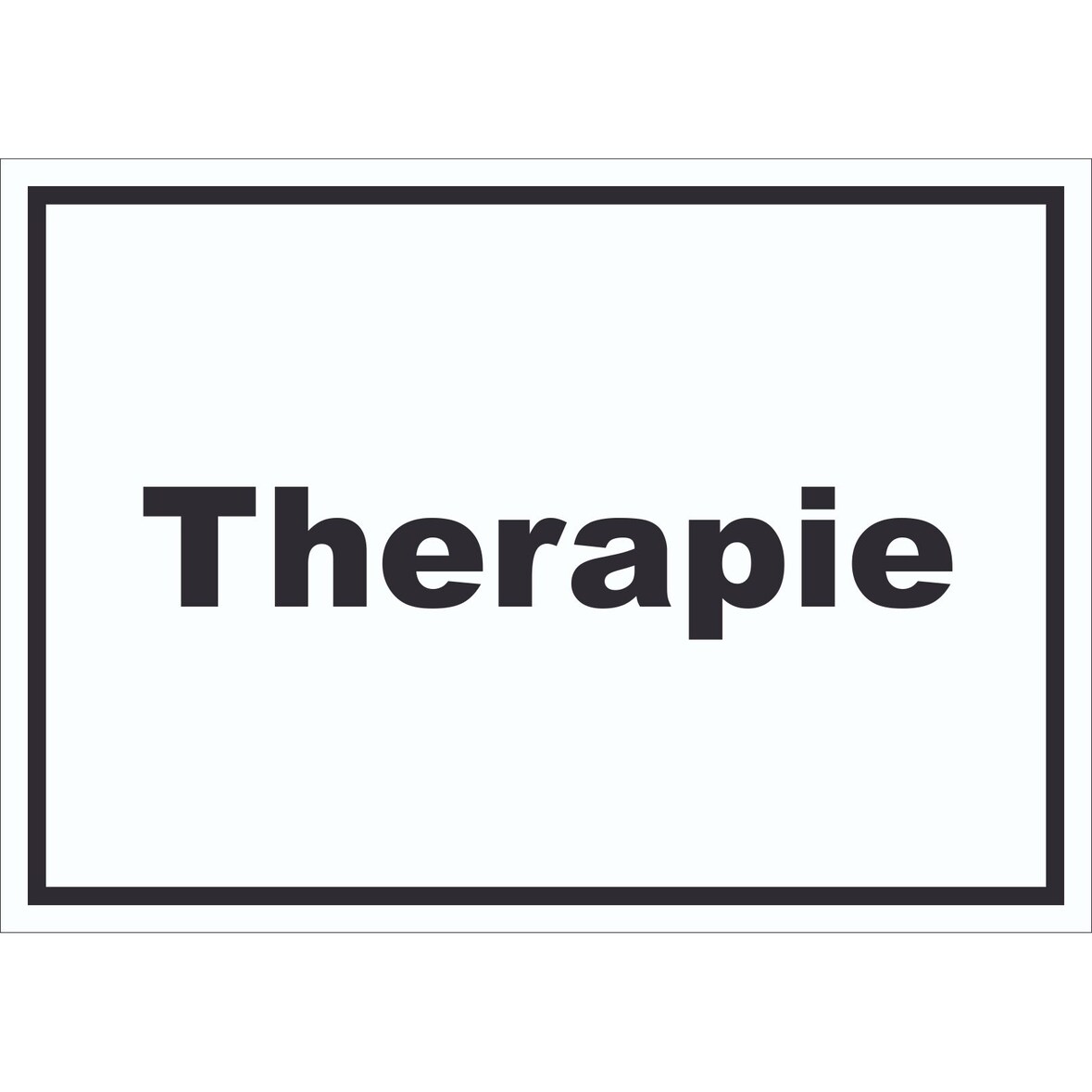 Therapie Schild mit Text Raum Behandlung waagerecht A1 Rückseite selbstklebend