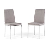 thumbnail of Set di 2 Sedie da interno in velluto, schienale alto, gambe in metallo, design elegante, per cucina, bar e ristoranti -Alma – Grigio chiaro/Argento