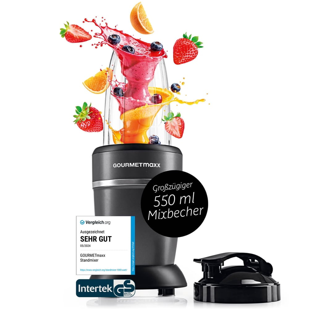 'GOURMETmaxx Nutrition Mixer Pro 1.000 mit Zubehörset M - Shakes, Smoothies & Co.