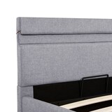 thumbnail of vidaXL Bett mit Bettkasten Hydraulisch LED Hellgrau Stoff 90x200 cm