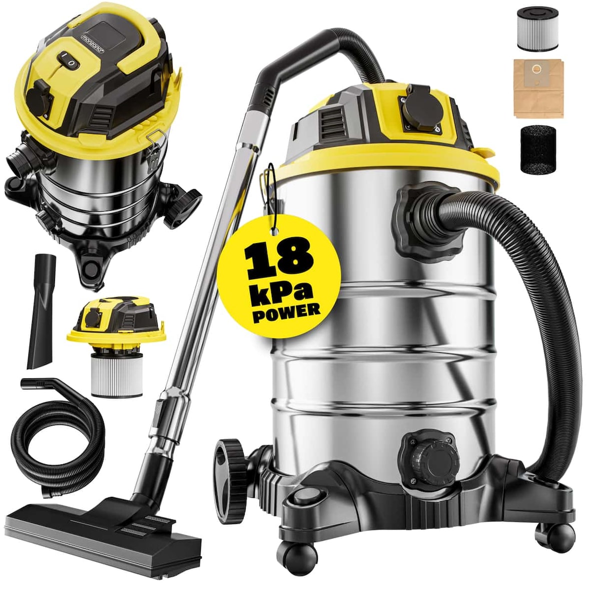 MONZANA® Nass Trockensauger 30L GS-zertifiziert Steckdose