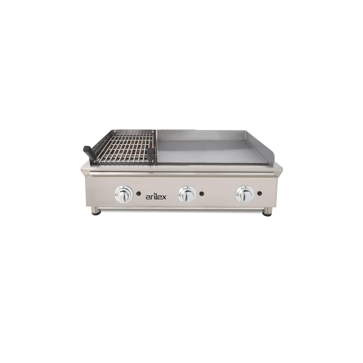 Plancha Fry-Top gaz en acier et grill pierre de lave 1000 mm | Arilex