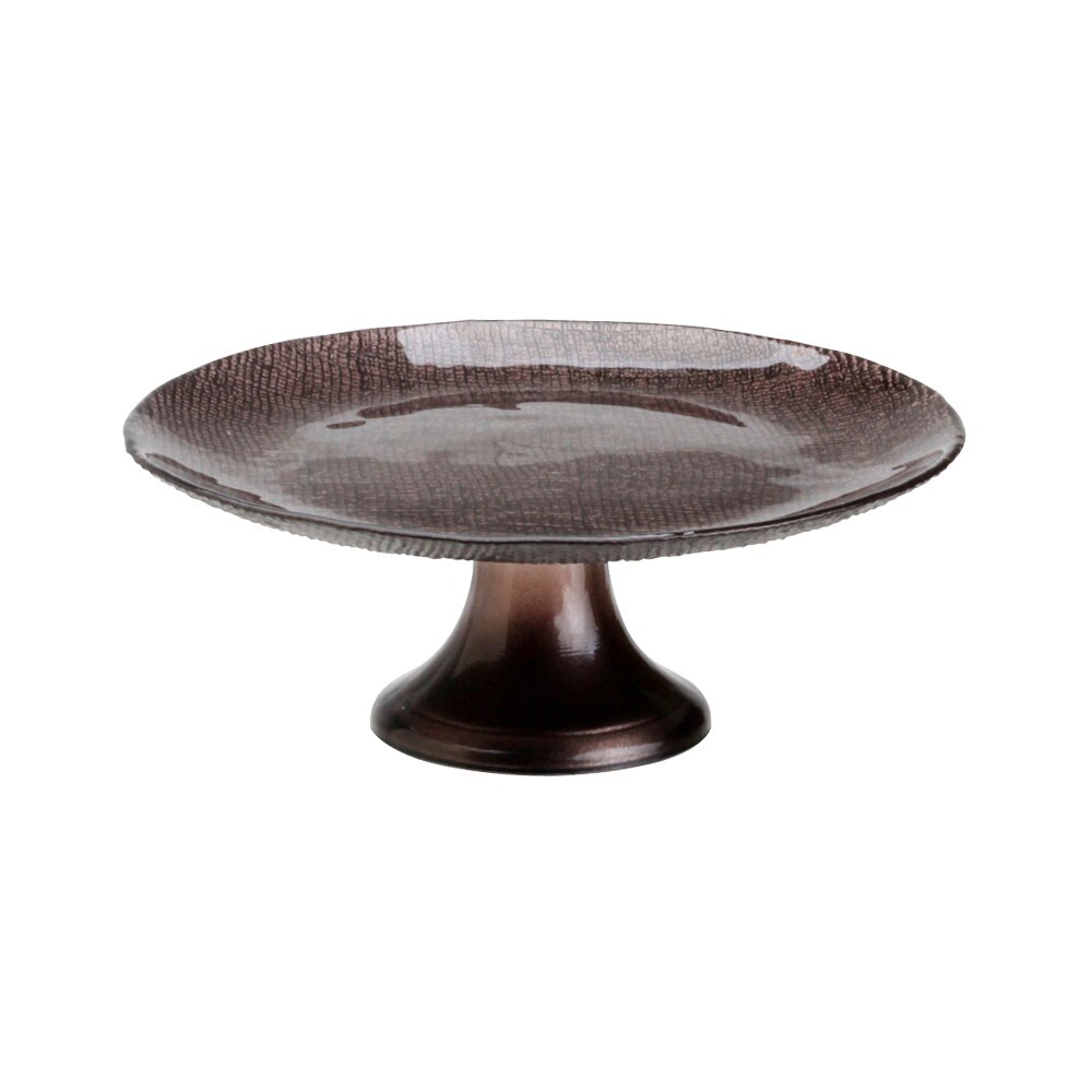 Avet pastelera con pié de vidrio marrón diámetro 21,5 cm altura 5 cm, colección Cotton Iron dk349621pf-iron