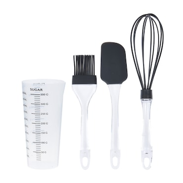 WellHome - Juego de utensilios para hornear en silicona color antracita - Resistente hasta 425°C