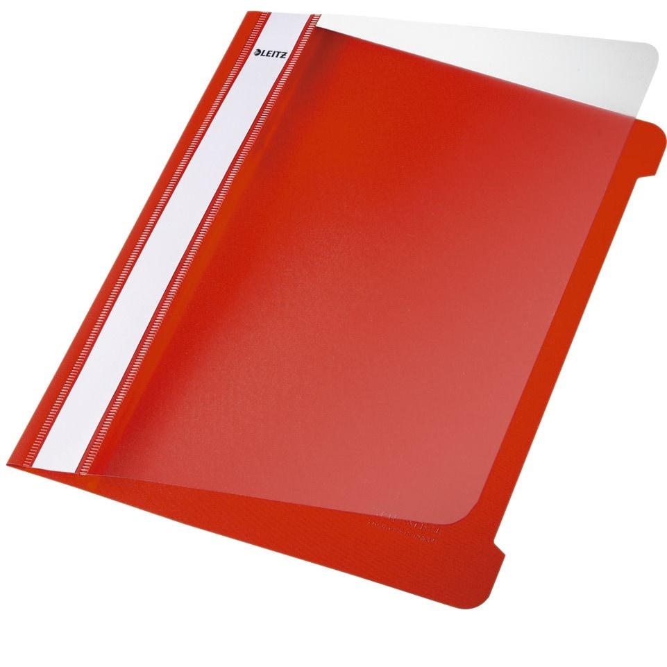 Leitz 4197-00-25 4197 Schnellhefter - A5, langes Beschriftungsfeld, PP-Folie, rot