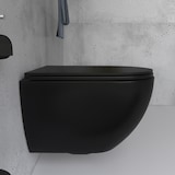 thumbnail of Alpenberger Wand-WC Spülrandlos | Hänge-WC aus Sanitärkeramik | Tiefspüler WC-Becken mit Soft-Close WC-Sitz | Toilette Schwarz/Matt | Made in Europa