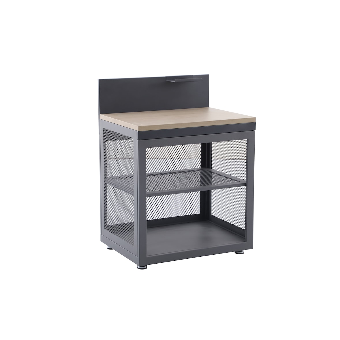 METRO PROFESSIONAL Armario de cocina abierto para exteriores Foldra, acero, 80 x 60 cm, gris oscuro/marrón natural