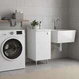 thumbnail of Mobiletto bianco salvaspazio con anta e ripiano regolabile, già assemblato per bagno, lavanderia, ingresso o balcone.