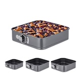 thumbnail of Relaxdays Springform 4er Set, quadratisch, 15, 18, 22, 26 cm, Edelstahl, antihaftbeschichtete Backformen, anthrazit