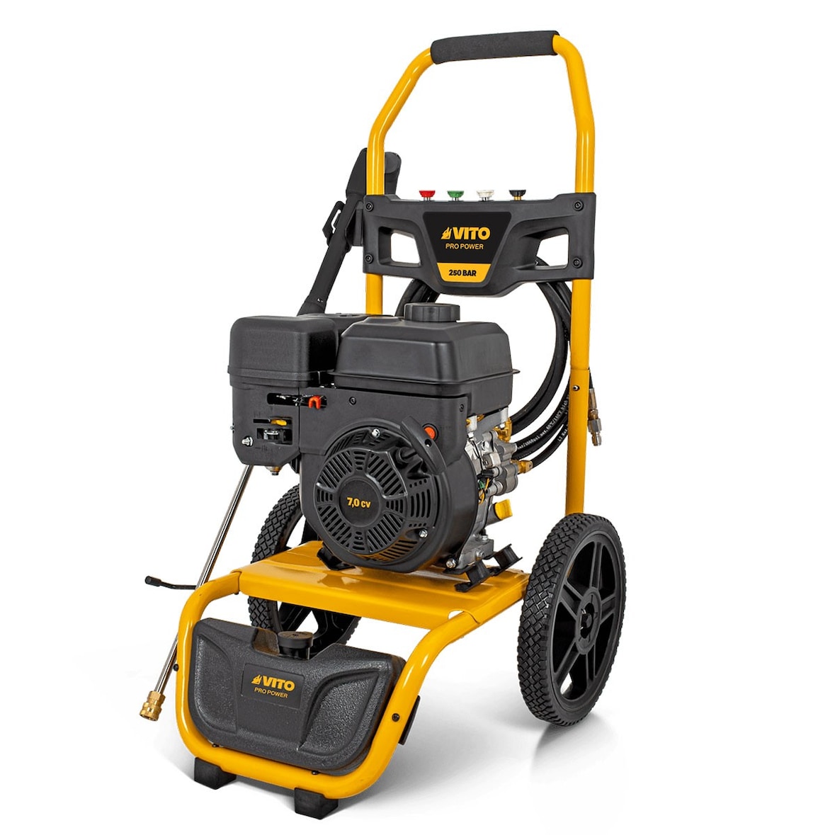 Idropulitrice termica 250 bar Max 7HP Tubo flessibile ad alta pressione da 8 metri 4 ugelli VITO