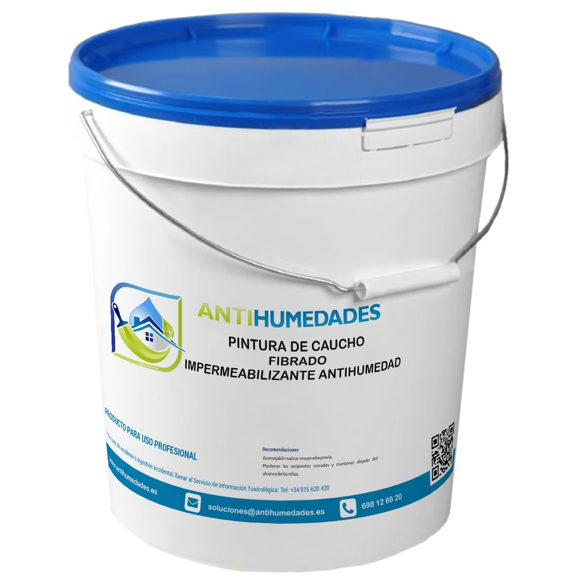 Tinta ecológica de borracha reforçada com fibra (20 kg, Cinza) - Impermeabilização de telhados, fachadas e terraços. Altamente durável e elástica.