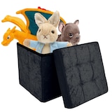 thumbnail of Intirilife Faltbarer Sitzhocker 30x30x30 cm in Samt Schwarz - Sitzwürfel Fußhocker mit Stauraum und Deckel mit Samtbezug