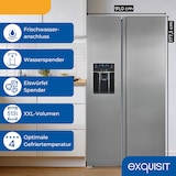 thumbnail of Exquisit Side-by-Side Kühlschrank, 513 Liter, NoFrost, Kühl-Gefrierkombination, LED, 4-Sterne-Gefrieren, Edelstahloptik, SBS5520-CF-040E inoxlook