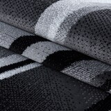 thumbnail of Carpetsale24 Teppich Wohnzimmer Moderne Abstrakt Wellen Design Schwarz - Grau 80 x 300 cm - Kurzflor, Schlafzimmer, Esszimmer, Küche