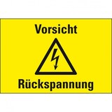 thumbnail of Schild I Warn-Kombischild Vorsicht! Rückspannung, Resopal, 200x120mm