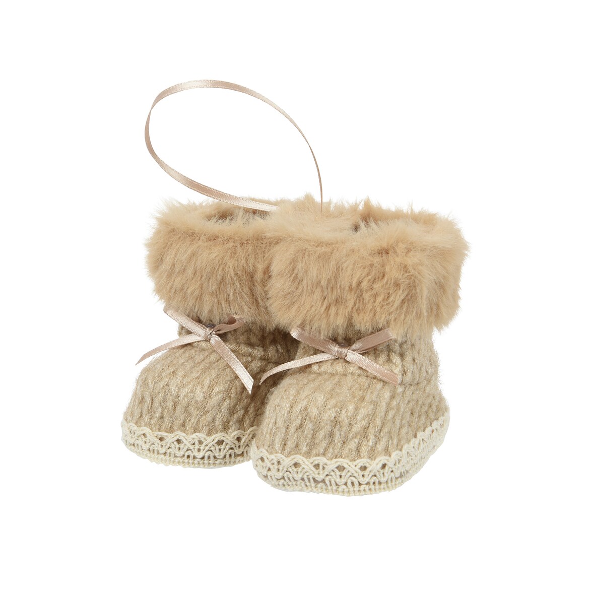 Christbaumschmuck 10cm Winterstiefel Figur Bruchfest Strickoptik Weihnachtsbaum Anhänger Weihnachten Weihnachtsbaumschmuck Stiefel Schuhe Hellbraun