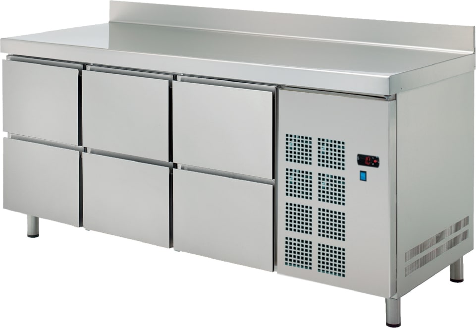 Kühler tisch gn 1/1 6 schubladen - 1800x700x850 mm - 220 W 230/1V - 78099509 Eurast