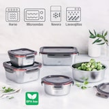 thumbnail of LACOR EcoInox - Lote de 3 Recipientes Rectangulares de 0.8L, 1.2L y 1.8L en Acero Inox. Apto Microondas