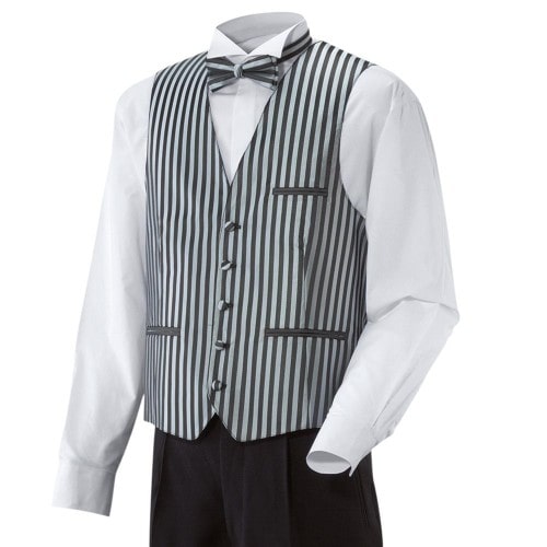 550 - Herrenweste : Blockstreifen silber/schwarz 100% Polyester 210 g/m² L