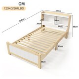 thumbnail of Merax Stauraumbett Einzelbett 90x200 aus Kiefernholz & MDF mit Stauraum-Kopfteil & Lattenrost für Schlafzimmer Weiß & Beige