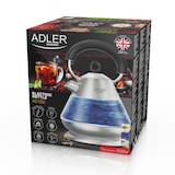 thumbnail of Adler AD 1282 Hervidor Agua Eléctrico 1,5 Litros Jarra Cristal Inalámbrica Retroiluminada, Apagado Automático, Transparente, 2200W
