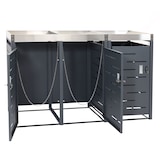 thumbnail of 3er-Mülltonnenverkleidung HWC-H40b, Mülltonnenbox, Pflanzkasten Edelstahl-Metall-Kombi 63kg 110x175x62cm erweiterbar