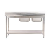 thumbnail of Romux® Évier en Acier Inoxydable avec 2 Cuves et Égouttoir à Droite 1600x700x850 mm Démontable | Évier Industriel | Plonge Inox Professionnelle