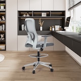 thumbnail of Werkstoel / barkruk TOP WORK 44 W Zitting stof / rugleuning gaas grijs hjh OFFICE