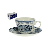 thumbnail of Churchill Taza de café The Brook Blue en loza con plato decorado azul 90cc