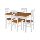 thumbnail of Zweifarbiger Tisch 80x120 Esstisch Tischplatte Eichefarben weiße Beine Massivholz 90.70-51AE