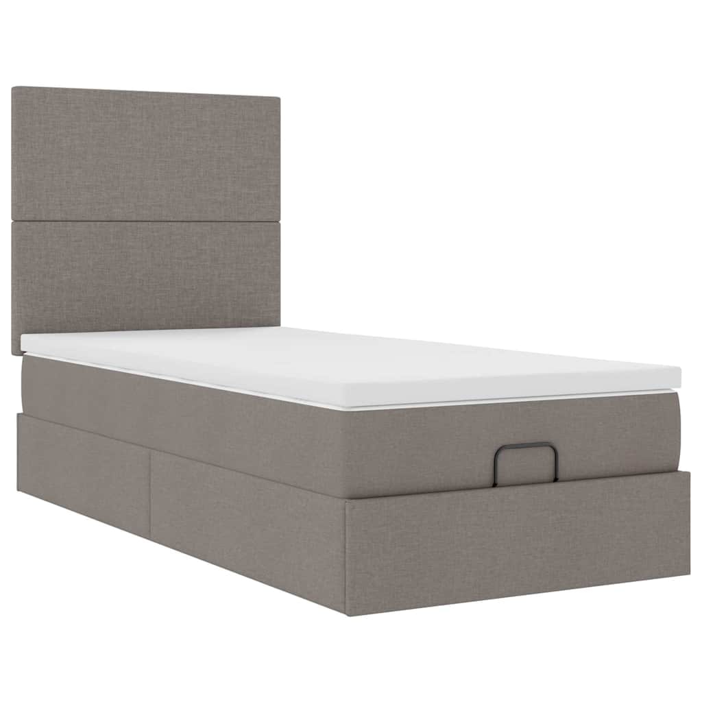 vidaXL Ottomane Bett mit Matratze & LEDs Taupe 90x200 cm Stoff