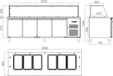 thumbnail of Salattheke / 4-fach mit Türen, Glasaufbau, für 6x GN 1/1 "schwarz", 2500 x 800 mm