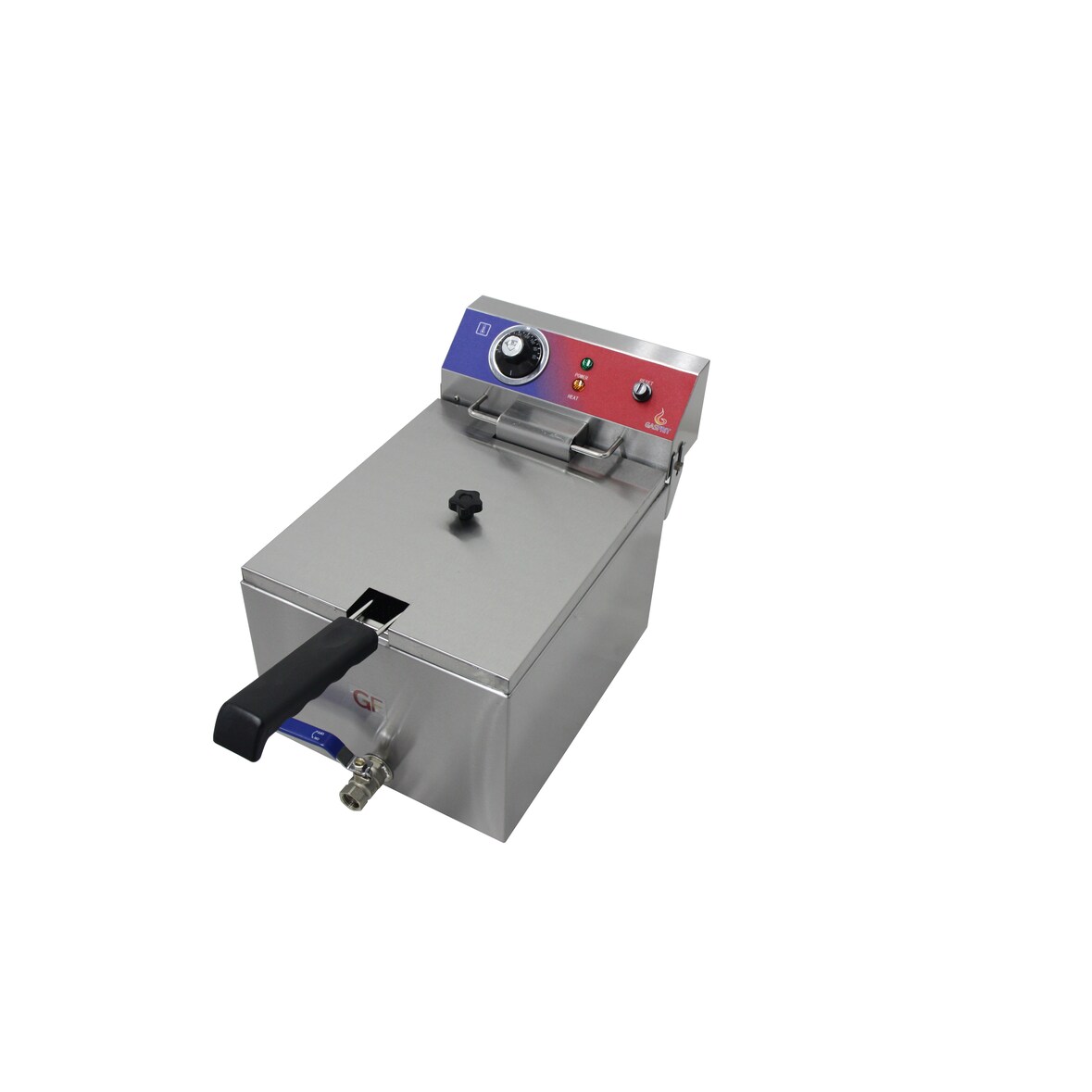 Elektrische friteuse met aftapkraan en E.G.O-thermostaat van roestvrij staal 325 x 280 x 460 mm | Gasfrit