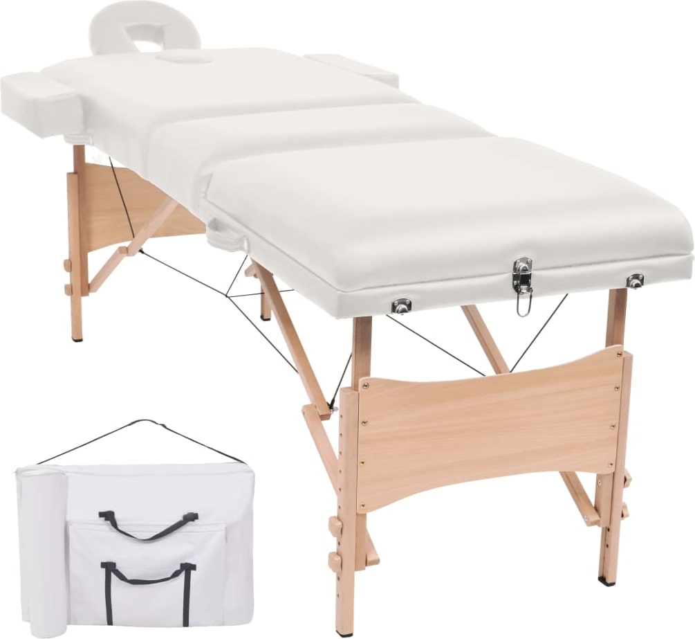 Helloshop26 - Klappbare Massageliege mit 3 Segmenten 10 cm dick weiß 02_0001868