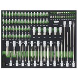 thumbnail of 6 x Werkstattwageneinlagen 520 x 400 mm bestückt mit 254 Teilen Chrom-Vanadium Werkzeug grün