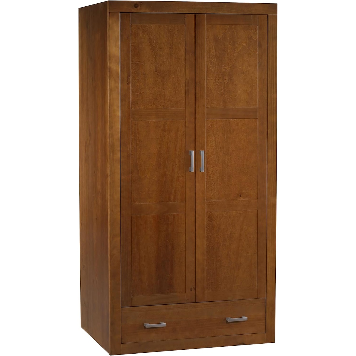 Roupeiro 2 portas e 1 gaveta, pinho maciço, Moblit, série Kalpe, medidas: (200x105x55) cm (alt.-larguraxprofundidade), cor cereja