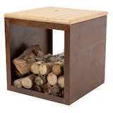 thumbnail of Panca portalegna artigianale RedFire Tyr – acciaio – Ø41 cm, altezza 43 cm – ruggine