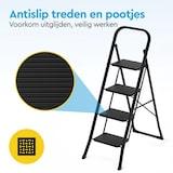 thumbnail of BRASQ Huishoudtrap 4-treden Zwart - keukentrap inklapbaar metaal voor Particulier en professioneel gebruik - Trap Ladder - Anti slip