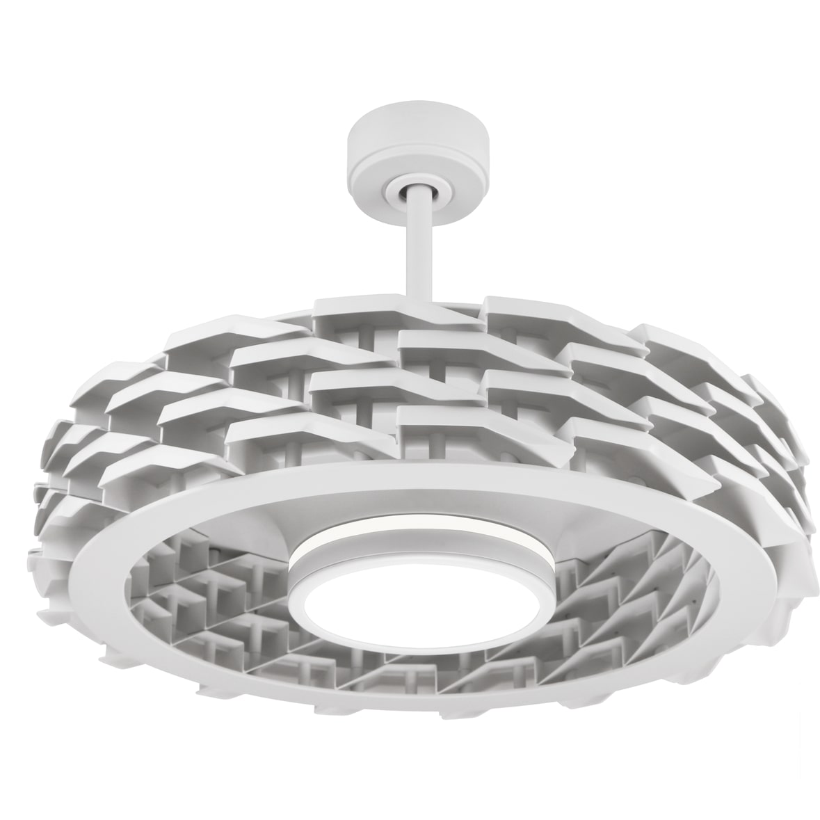 Rubik Wifi.  Ventilador blanco sin palas. motor DC. Inverter. Sensor de temperatura. 2 fuentes de luz LED, central / lateral en 3000-4000-6000K.