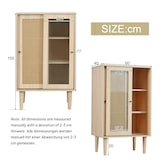 thumbnail of Merax 100 cm hohes holzfarbenes Sideboard mit Kunststoff-Rattantüren und Schiebetüren aus Glas, mit 6 Fächern hinter den Türen