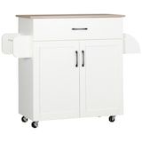 thumbnail of HOMCOM carro de cocina con 1 cajón 2 puertas toallero y especiero carrito auxiliar con ruedas para comedor salón bar carga 80 kg 105x36x85 cm blanco