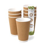 thumbnail of BIOZOYG 25 Stück Riffelbecher 400ml / 16oz Kaffee To Go Pappbecher, Braune Einwegbecher, Nachhaltig, Biologisch Abbaubar, Einwegbecher